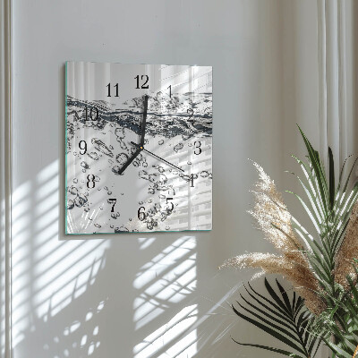 Glass wall clock square Water