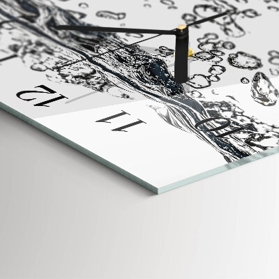 Glass wall clock square Water