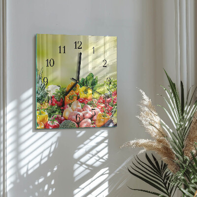 Glass clock square Vegetables