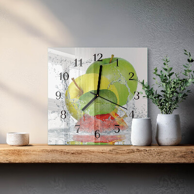 Glass wall clock square Apple