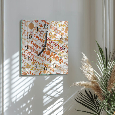 Glass clock square Coffee