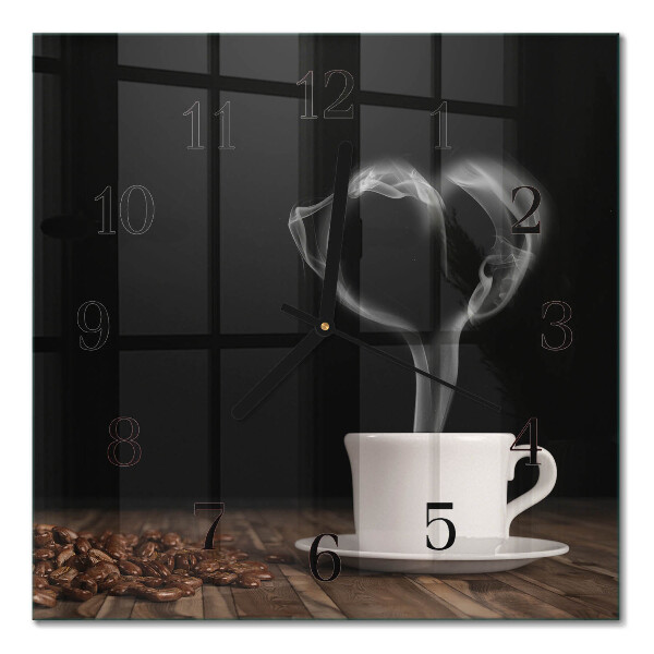 Glass wall clock square Coffee