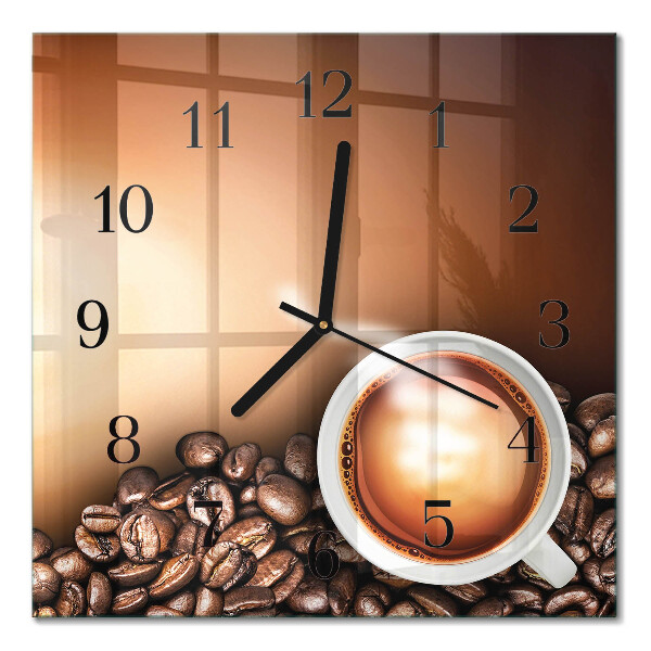 Glass clock square Coffee