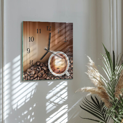 Glass clock square Coffee