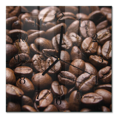 Glass wall clock square Coffee beans
