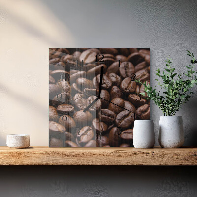 Glass wall clock square Coffee beans