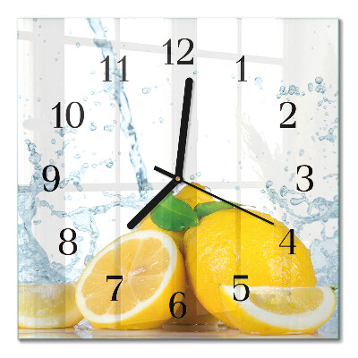 Glass clock square Citrus
