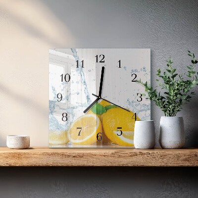 Glass clock square Citrus