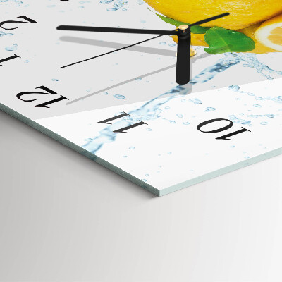 Glass clock square Citrus