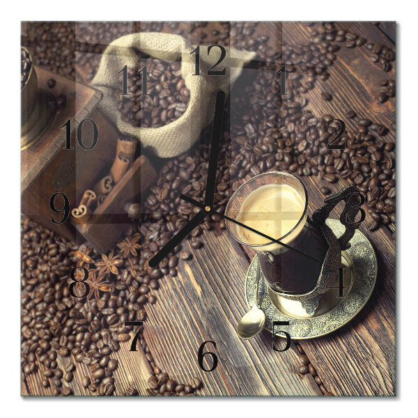 Glass wall clock square Coffee