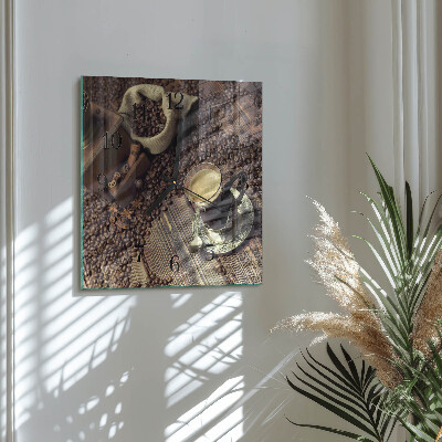 Glass wall clock square Coffee