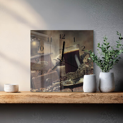 Square kitchen clock Coffee