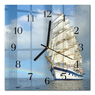 Glass wall clock square Ship