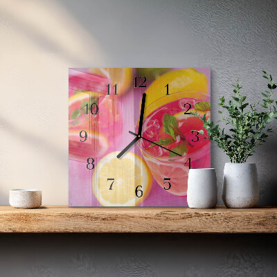 Glass clock square Citrus