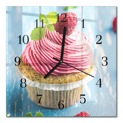 Square kitchen clock Raspberry muffin