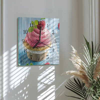 Square kitchen clock Raspberry muffin