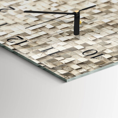 Glass wall clock square Wooden mosaic