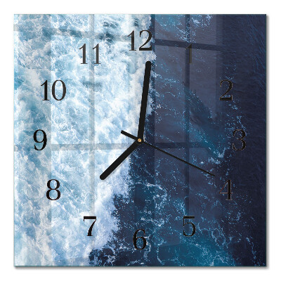 Square wall clock Ocean waves
