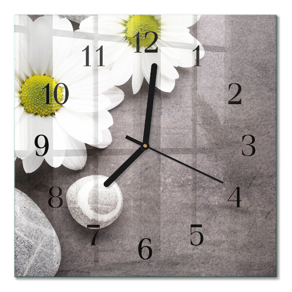 Square wall clock Flowers and stones