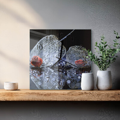 Glass wall clock square Piece