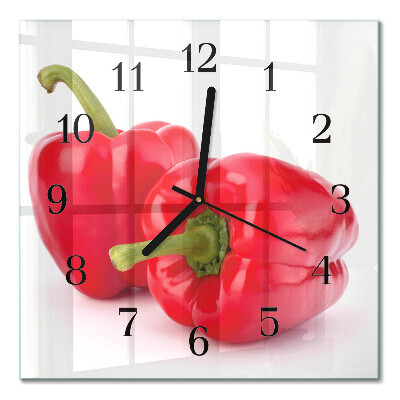 Glass clock square Pepper