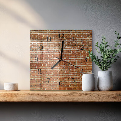 Glass wall clock square Brick
