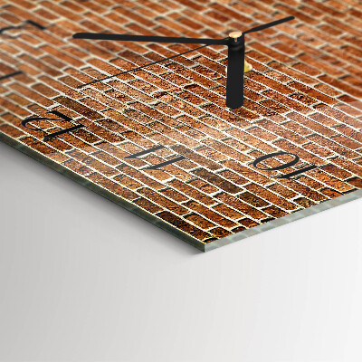Glass wall clock square Brick