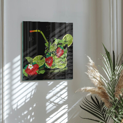 Square wall clock Strawberry and lime