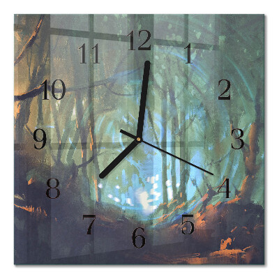 Glass clock square Mystical forest