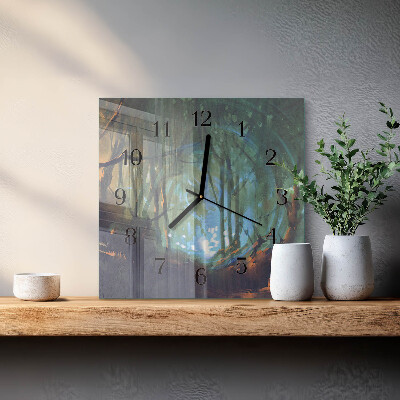 Glass clock square Mystical forest