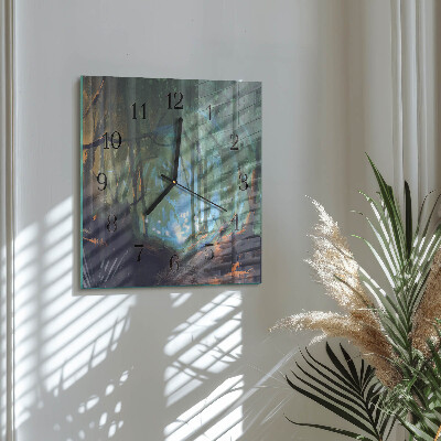 Glass clock square Mystical forest