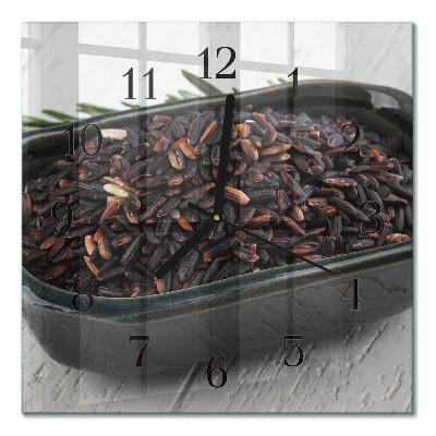 Square kitchen clock Black rice