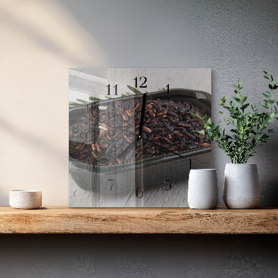 Square kitchen clock Black rice