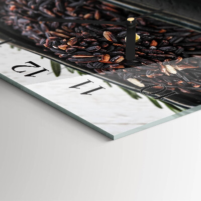 Square kitchen clock Black rice