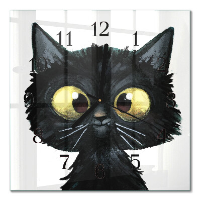 Square kitchen clock Black cat