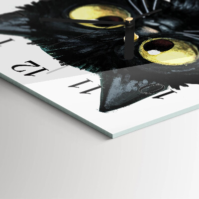 Square kitchen clock Black cat