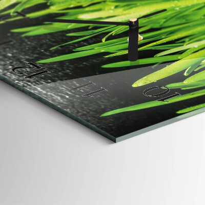 Glass wall clock square Grass