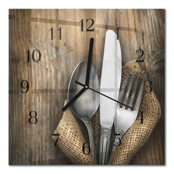 Square kitchen clock Cutlery