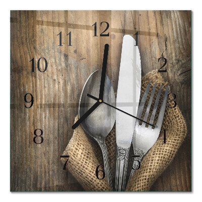 Square kitchen clock Cutlery