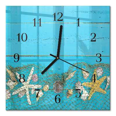 Glass clock square Treasures of the Sea