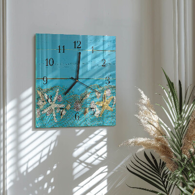 Glass clock square Treasures of the Sea