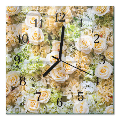 Square kitchen clock Elegant flowers