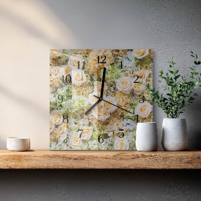 Square kitchen clock Elegant flowers