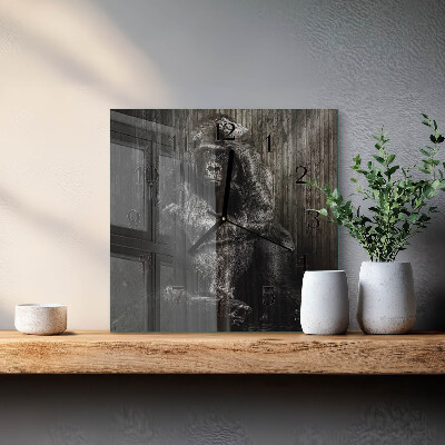 Glass clock square Gorilla