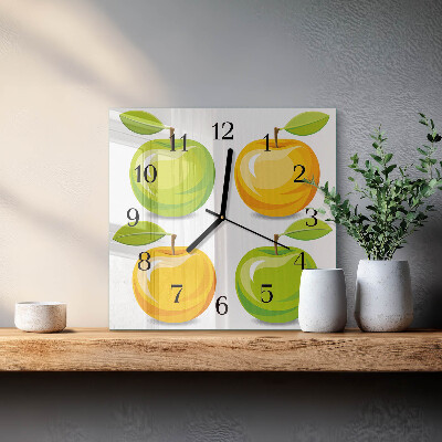 Square kitchen clock Apples