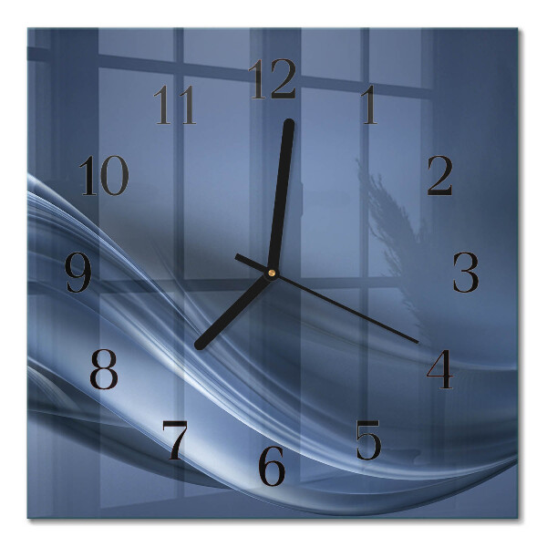 Glass clock square Blue waves