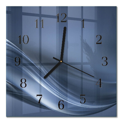Glass clock square Blue waves