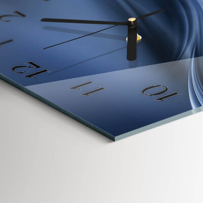 Glass clock square Blue waves