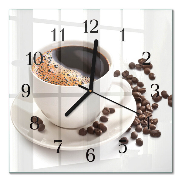 Glass clock square A cup of coffee