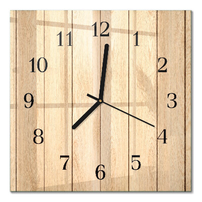 Glass wall clock square Wood